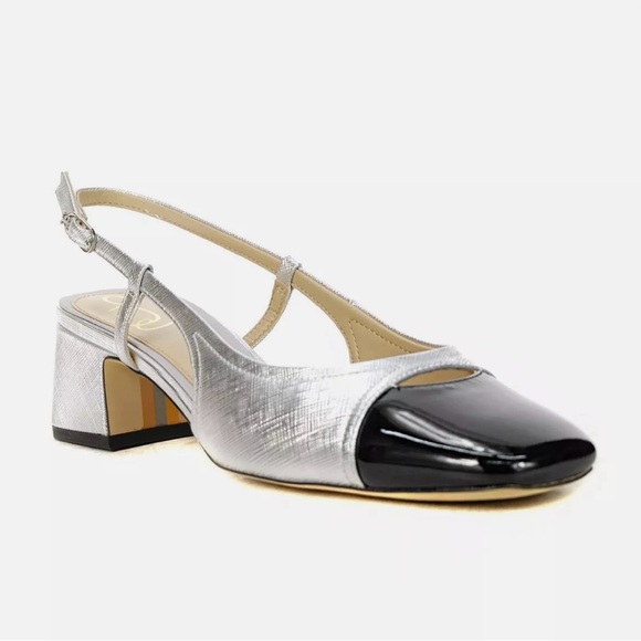Like new Sam Edelman Tarra Slingback Heel Black/silver 7 but more 7.5 - Picture 1 of 7